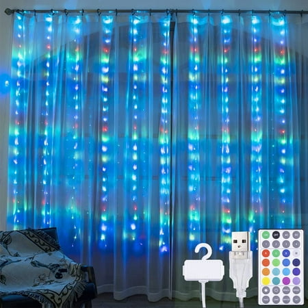 Curtain Lights 9.8 x 10.8ft 300 LEDs 16 Colors Changing USB Plug in Windows Lights 8 Modes with Remote for Wedding Party Home Bedroom Wall Decor
Curtain Lights 9.8 x 10.8ft 300 LEDs 16 Colors Changing USB Plug in Windows Lights 8 Modes with Remote for Wedding Party Home Bedroom Wall Decor