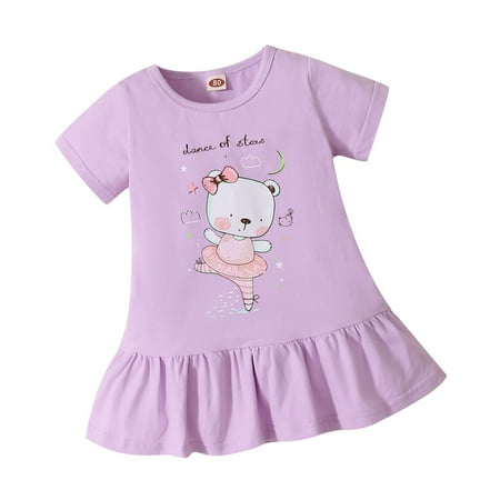 Baby Girls Dress Short Sleeve Bear Dance Print Round Neck Dress 1PCS Summer Dress 18-24 Months Purple
Baby Girls Dress Short Sleeve Bear Dance Print Round Neck Dress 1PCS Summer Dress 18-24 Months Purple