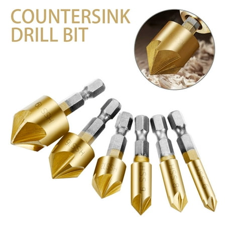 HOTBEST 1/4 Hex HSS Countersink Drill Bit Set Chamfer Cutter 6pcs Baban 5 Flute 90° Titanium-coated Working Chamfer Center Punching Tool
HOTBEST 1/4 Hex HSS Countersink Drill Bit Set Chamfer Cutter 6pcs Baban 5 Flute 90° Titanium-coated Working Chamfer Center Punching Tool