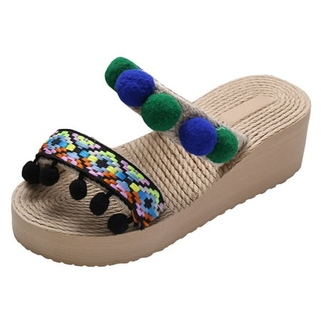 slipper for Women Women s Summer Non Slip Hairball Slip On Wedges Beach Open Toe Breathable Sandals Shoes Slippers Cotton Fabric Dress Sandals for Women Green
slipper for Women Women s Summer Non Slip Hairball Slip On Wedges Beach Open Toe Breathable Sandals Shoes Slippers Cotton Fabric Dress Sandals for Women Green