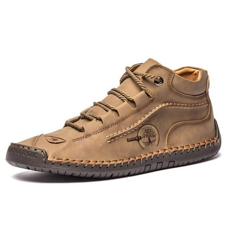 Men‘s Ankle Boots Handmade Stitching Outdoor Durable Non-Slip Walking Shoes