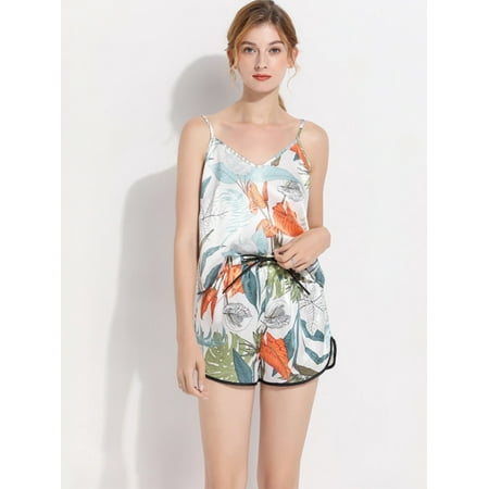 FridayIn Sweet V-neck Printing Loose Female Pajama