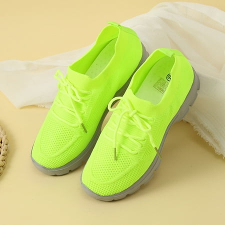 Aayomet Platform Sneakers Ladies Platform Shoes Flat Casual Shoes Fashion Soft Sole Breathable Casual Shoes Green 9