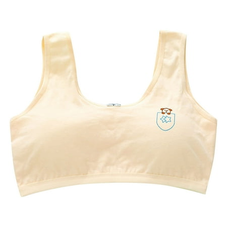 Pimfylm Girls Cotton Cropped Cami Training Bra Yellow Large