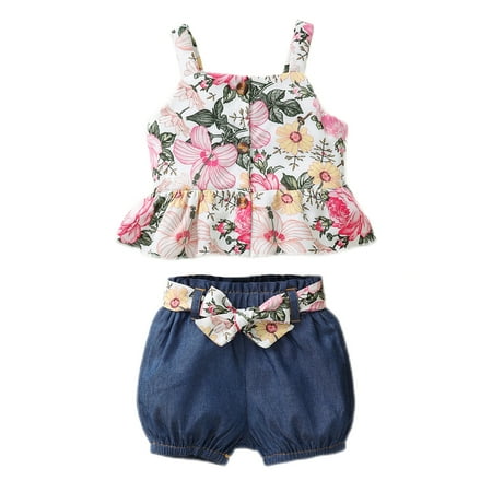 Newborn Baby Girl Clothes Infant Baby Girls Summer Outfits Sleeveless Suspender Floral Top Denim Shorts 2PCS Set 3-6 Months
Newborn Baby Girl Clothes Infant Baby Girls Summer Outfits Sleeveless Suspender Floral Top Denim Shorts 2PCS Set 3-6 Months