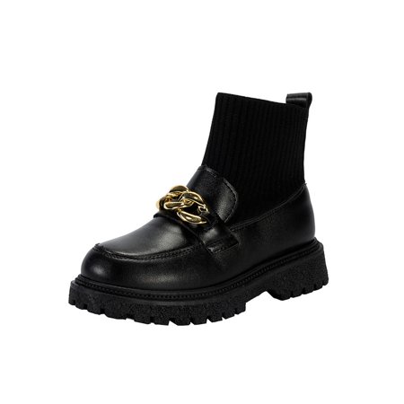 Ferndule Girl Round Toe Dress Shoes Hiking Casual Knit Leather Booties Breathable Pull On Sock Boot Black with Plush Lining 2Y
Ferndule Girl Round Toe Dress Shoes Hiking Casual Knit Leather Booties Breathable Pull On Sock Boot Black with Plush Lining 2Y