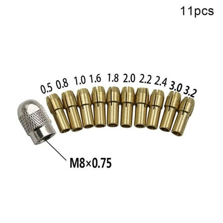 New 11 Pieces Brass Collet Mini Drill Chucks Including 0.5/0.8/1.0/1.2/1.5/1.8/2.0/2.4/3.0/3.2mm
New 11 Pieces Brass Collet Mini Drill Chucks Including 0.5/0.8/1.0/1.2/1.5/1.8/2.0/2.4/3.0/3.2mm
