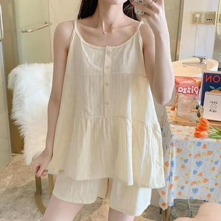 CoCopeaunt 100% Cotton Pajama Sets Women Spaghetti Strap Nightwear Sweet Baggy Comfortable Sleepwear Princess Pajamas Lounge Wear Chic
CoCopeaunt 100% Cotton Pajama Sets Women Spaghetti Strap Nightwear Sweet Baggy Comfortable Sleepwear Princess Pajamas Lounge Wear Chic