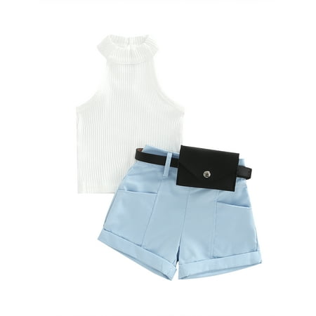 3 Pcs Toddler Baby Girl Summer Outfit Sleeveless Knitted Ribbed Tank Top Shorts Pants with Belt Bag Clothes Set
3 Pcs Toddler Baby Girl Summer Outfit Sleeveless Knitted Ribbed Tank Top Shorts Pants with Belt Bag Clothes Set
