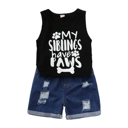 KIMI BEAR Toddler Boys Outfits 4T Toddler Boy Summer Outfits 5T Toddler Boy Casual Letter Print Sleeveless Top + Ripped Denim Shorts 2PCs Set Black
KIMI BEAR Toddler Boys Outfits 4T Toddler Boy Summer Outfits 5T Toddler Boy Casual Letter Print Sleeveless Top + Ripped Denim Shorts 2PCs Set Black