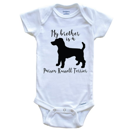My Brother Is A Parson Russell Terrier Cute Dog Baby Bodysuit - Parson Russell Terrier One Piece Baby Bodysuit 6-9 Months White