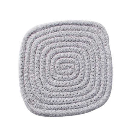 Meizhencang Cup Mat Anti-slip Heat Insulation Portable Handmade Spiral Cotton Rope Woven Square Coaster for Kitchen