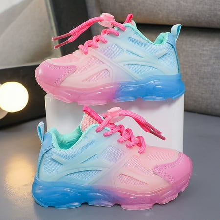 Girls Gradient Breathable Sneakers Lace Up Sports Shoes Fall Winter New