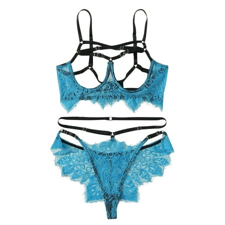 Tangnade Ladies casual underwear bra Lingerie Lace Temptation Rose Underwear With Steel Ring G-string Thong Blue S
Tangnade Ladies casual underwear bra Lingerie Lace Temptation Rose Underwear With Steel Ring G-string Thong Blue S
