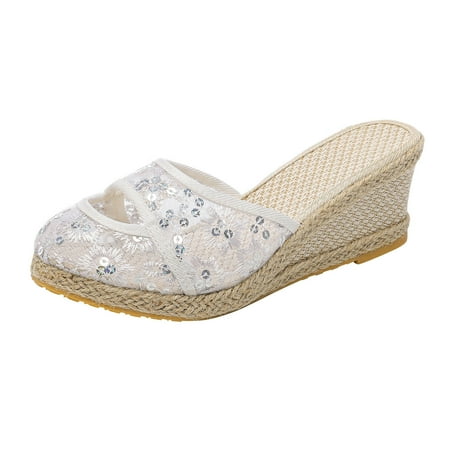Mackneog Women Platform Wedge Slippers Cool Versatile Sequin Mesh Breathable Wedge Slippers Sandals Gift on Clearance
Mackneog Women Platform Wedge Slippers Cool Versatile Sequin Mesh Breathable Wedge Slippers Sandals Gift on Clearance