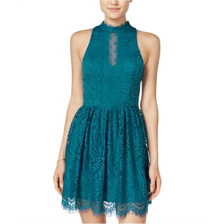 Trixxi Womens Eyelash A-line Dress teal L - Juniors
