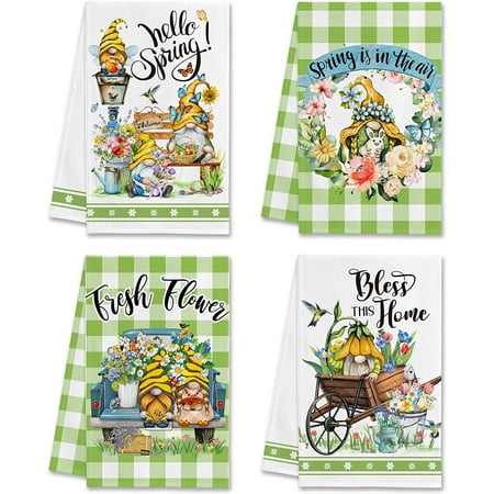 SPXUBZ Kitchen Towels Green Buffalo Plaid Spring Beautiful Flower Gnome Truck Garland for Home Kitchen Decor Housewarming Gift Towel Set of 4
SPXUBZ Kitchen Towels Green Buffalo Plaid Spring Beautiful Flower Gnome Truck Garland for Home Kitchen Decor Housewarming Gift Towel Set of 4
