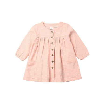 Inevnen Toddler Baby Girl Dress Long Sleeve Cotton Linen Dress Top Blouse with Pockets
Inevnen Toddler Baby Girl Dress Long Sleeve Cotton Linen Dress Top Blouse with Pockets
