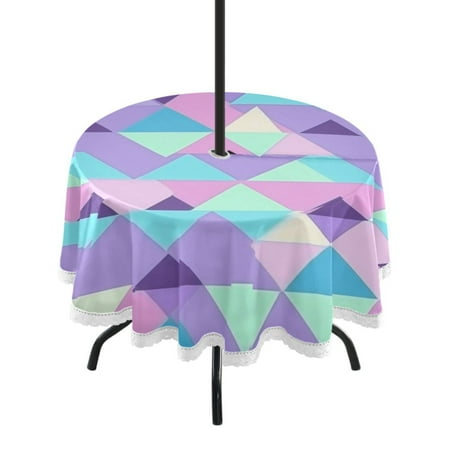 60 Outdoor Round Tablecloth with Umbrella Hole & White Lace Trim Waterproof Patio Table Cover for Garden Kitchen Dining Triangles on A Purple Background
60 Outdoor Round Tablecloth with Umbrella Hole & White Lace Trim Waterproof Patio Table Cover for Garden Kitchen Dining Triangles on A Purple Background