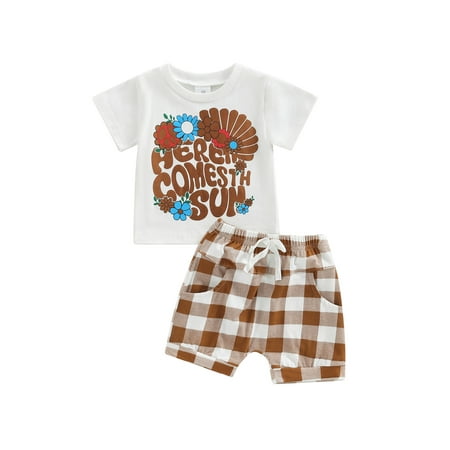 Arvbitana 3-24 Months Infant Baby Boys Summer Outfits Short Sleeve Letter Print T-Shirt and Striped Drawstring Shorts Playwear Sets 2Pcs
Arvbitana 3-24 Months Infant Baby Boys Summer Outfits Short Sleeve Letter Print T-Shirt and Striped Drawstring Shorts Playwear Sets 2Pcs