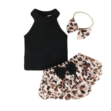 Rovga Outfits For Girls Toddler Sleeveless Ribbed Vest Tops Ruffles Leopard Printed Shorts Headbands Outfits For 3-6 Months
Rovga Outfits For Girls Toddler Sleeveless Ribbed Vest Tops Ruffles Leopard Printed Shorts Headbands Outfits For 3-6 Months