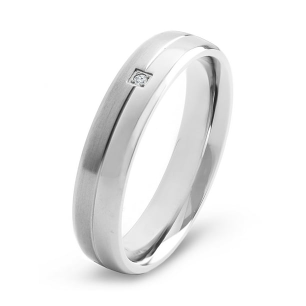 Coastal Jewelry Titanium 0.02 CTW Diamond Dual Finish Ring (H-I, SI2)