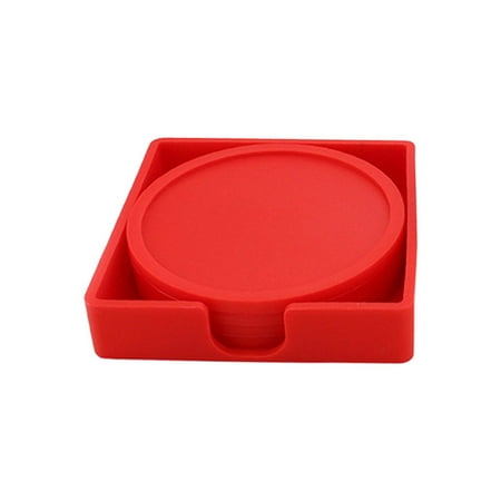 HRSR 1 set Silicone Drink Coaster Placemats Table Mats Cup Pads Tray Kitchen Supplies Kit(Red)