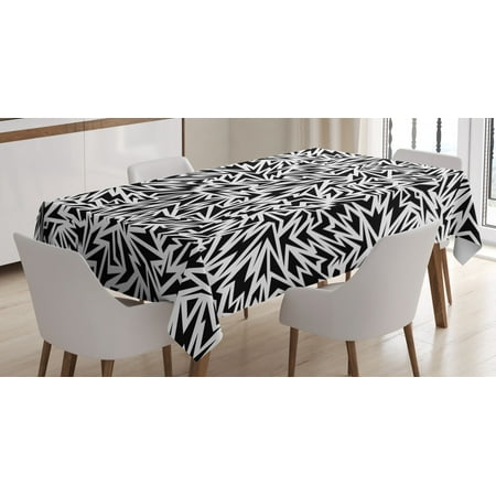 

Black and White Tablecloth Sharp Shapes Simple Fissure Crack Fractal Form Explosion Burst Pattern Rectangular Table Cover for Dining Room Kitchen 52 X 70 Inches Black White by Ambesonne