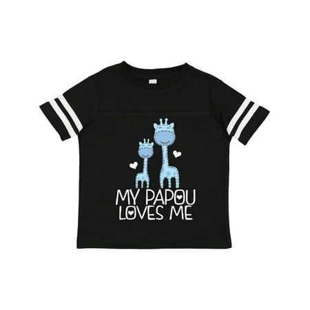 Inktastic Papou Grandpa Loves Me Boys Giraffe Gift Toddler Boy Girl T-Shirt