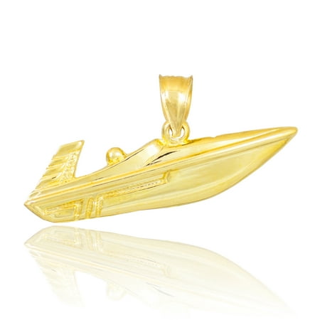 14k Yellow Gold Speed Boat Pendant