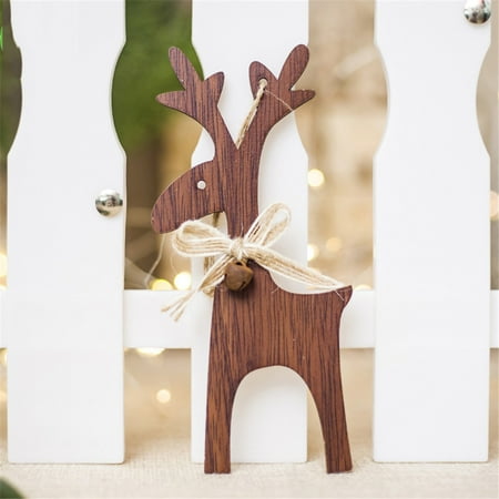 Home Decor 1PCS Christmas Deer Wooden Xmas Tree Pendants DIY Ornaments For Party Room Decor Wall Bedroom Bathroom Kitchen