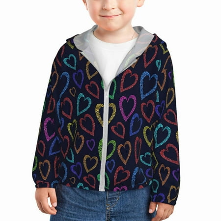 Qekee Colored Hearts Print UPF 50+ Kids Sun-Protective Hooded Long Sleeve Rash Guard for Fishing Water Beach Sports -3 Years
Qekee Colored Hearts Print UPF 50+ Kids Sun-Protective Hooded Long Sleeve Rash Guard for Fishing Water Beach Sports -3 Years