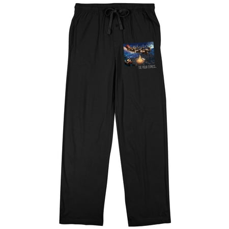 Polar Express Santa Flying Sleigh Men’s black Sleep Pajama Pants