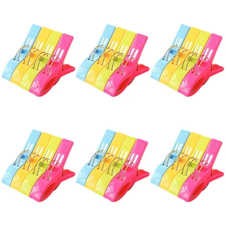 24Pcs 1Set Large Burr-free Clothes Clamps Thickened Towel Clips (Yellow Red)