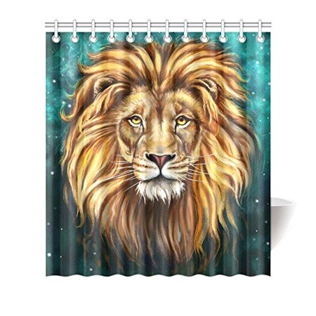 MKHERT Lion Aslan Digital Painting Waterproof Shower Curtain Decor Fabric Bathroom Set 66x72 inch