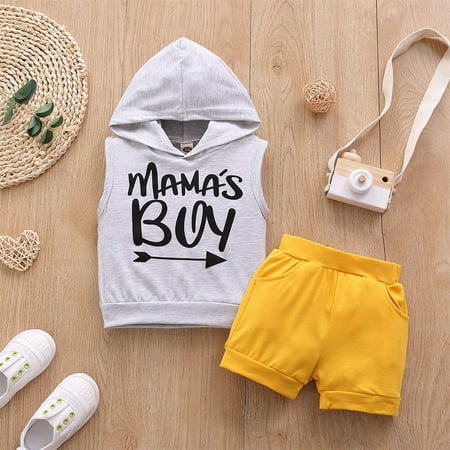 2pcs/set Baby Boys Clothes Set Infant Toddler Mama s Boy Sleeveless Sweatshirt+ Shorts Pants Outfits Sets(0-18M) 0-3 Months
2pcs/set Baby Boys Clothes Set Infant Toddler Mama s Boy Sleeveless Sweatshirt+ Shorts Pants Outfits Sets(0-18M) 0-3 Months