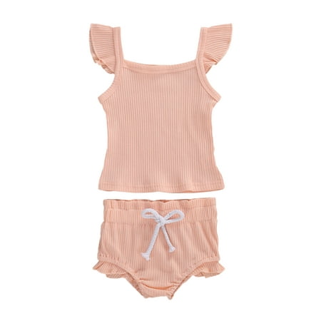 ZIYIXIN Newborn Baby Girl Summer Clothes Fly Sleeves Solid Color Knitted Vest Tank Top+Drawstring Shorts 2PCS Outfits Pink 18-24 Months
ZIYIXIN Newborn Baby Girl Summer Clothes Fly Sleeves Solid Color Knitted Vest Tank Top+Drawstring Shorts 2PCS Outfits Pink 18-24 Months