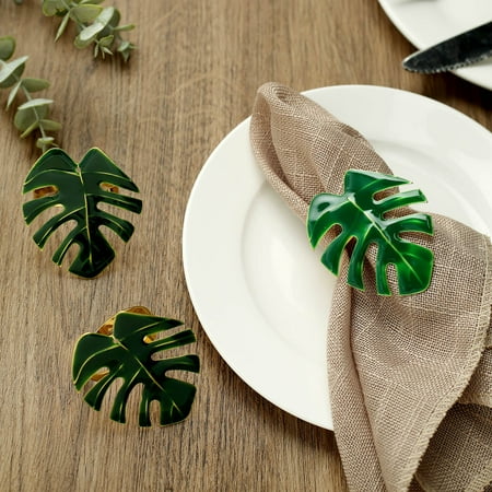 Efavormart 4 Pack | Leaf Design Metallic Gold Napkin Rings Linen Napkin Holders With Green Tropical Leaf Decor
Efavormart 4 Pack | Leaf Design Metallic Gold Napkin Rings Linen Napkin Holders With Green Tropical Leaf Decor
