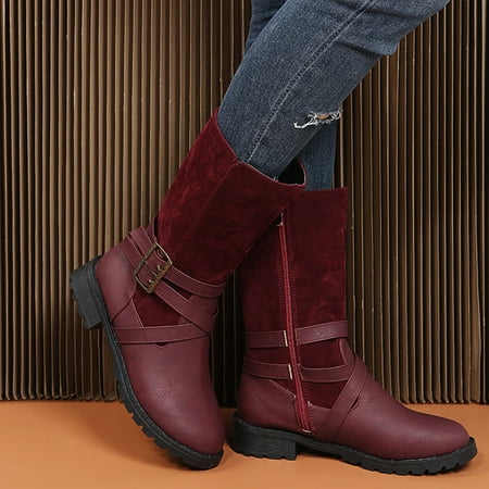 Zedker Boots Winter Boots Women S Shoes Fashion Round Toe Mid-Heel High Barrel Knight Buckle Retro Flock Long Boots Womens Snow Boots
Zedker Boots Winter Boots Women S Shoes Fashion Round Toe Mid-Heel High Barrel Knight Buckle Retro Flock Long Boots Womens Snow Boots
