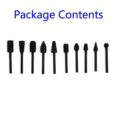 Geege 10Pcs Woodworking Rotary Burr Wood Carving File Rasp Drill Bit 1/8 Shank