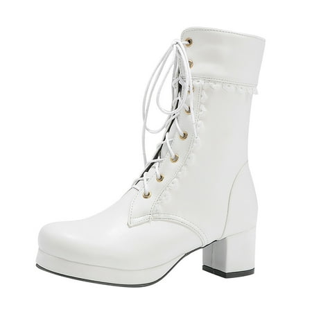 Boots for Women Fashion Lace Leather Boots Square Head Thick Heel Strap Casual Booties
Boots for Women Fashion Lace Leather Boots Square Head Thick Heel Strap Casual Booties