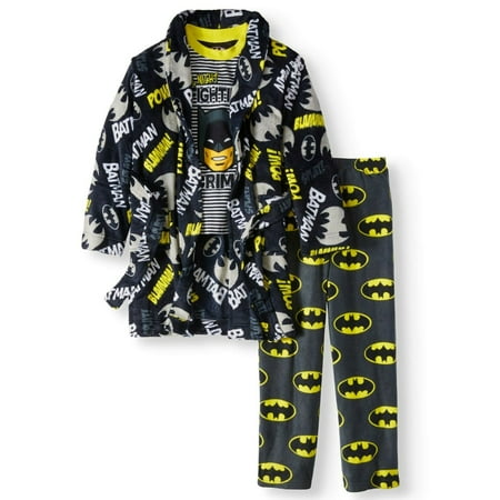 DC Comics Batman 3 PC Bath Robe Pajama Set Boy Size 4