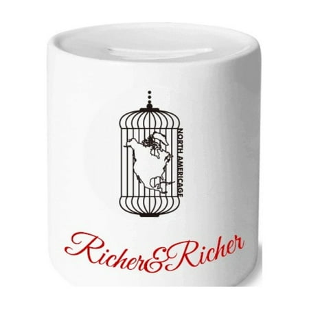 Map Cage Continent North America Rich and Rich Bank Saving Box Coin