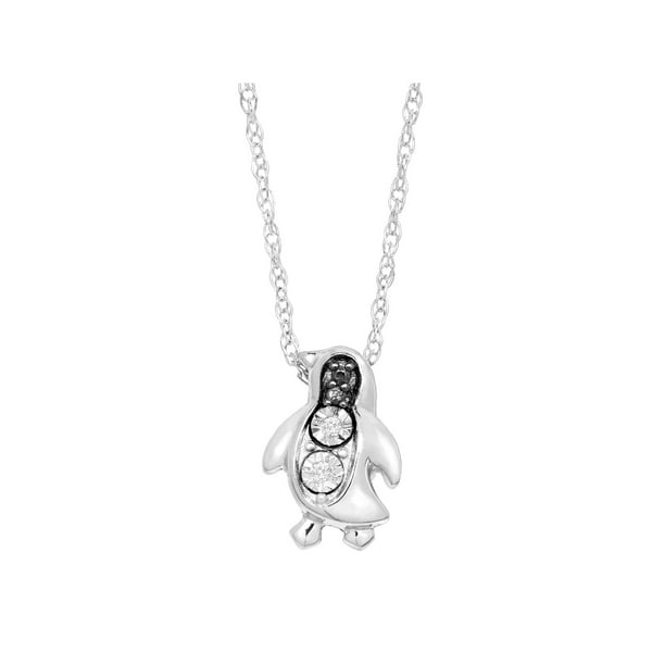 Petite Expressions Penguin Pendant Necklace with Diamonds in Sterling Silver