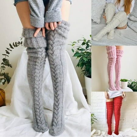 Women s Cable Knitted Thigh High Socks Extra Long Winter Stockings Over Knee Leg Warmers
