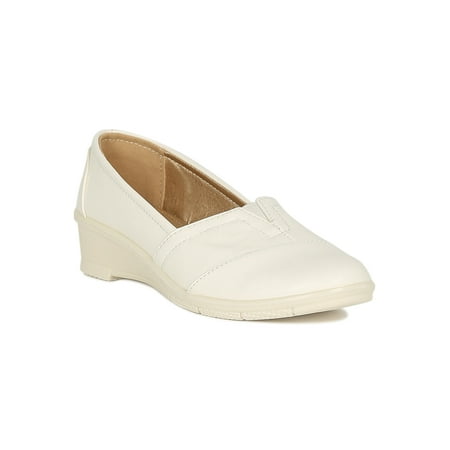 New Women Refresh Dido Leatherette Slip On Low Wedge Heel Loafer Flat