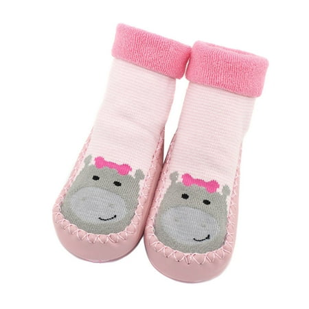 Baby Booties Slipper Sock Non-Slip Soft Bottom Shoes For Baby Boys Girls Pink XS