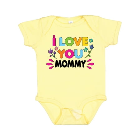 Inktastic I Love You Mommy with Flowers Gift Baby Girl Bodysuit