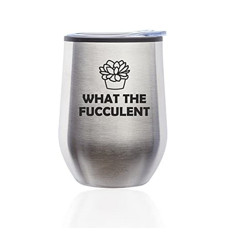 Stemless Wine Tumbler Coffee Travel Mug Glass with Lid What The Fucculent Funny Succulent Plant (Silver)
Stemless Wine Tumbler Coffee Travel Mug Glass with Lid What The Fucculent Funny Succulent Plant (Silver)
