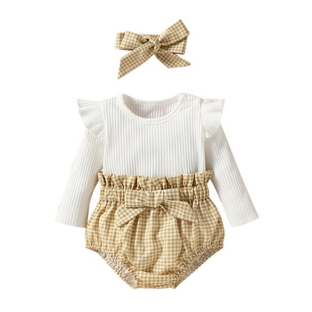 Toddler Girls Outfit Baby Girl Clothes Set Long Sleeve Soild Top Girls Bodysuit Plaid Shorts Hairband Set
Toddler Girls Outfit Baby Girl Clothes Set Long Sleeve Soild Top Girls Bodysuit Plaid Shorts Hairband Set